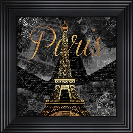 Framed Script Paris Gold Print