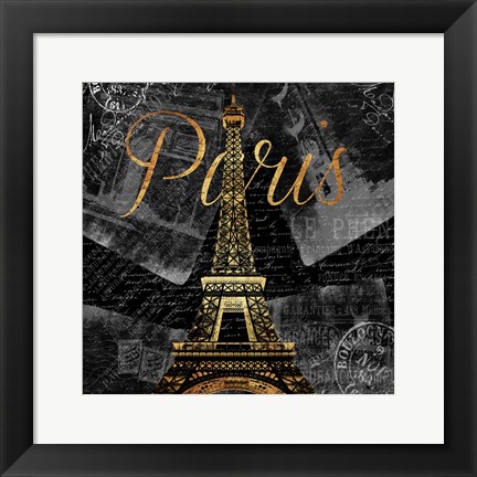 Framed Script Paris Gold Print