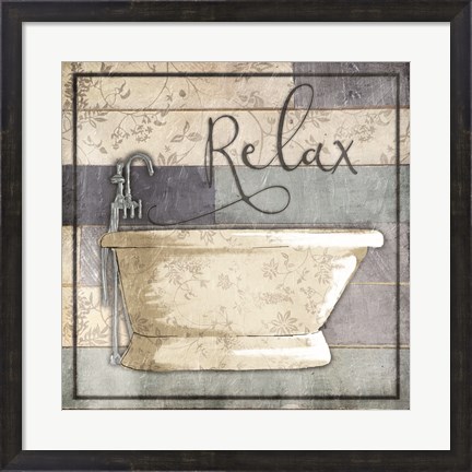 Framed Relaxing Wooden Bath Print