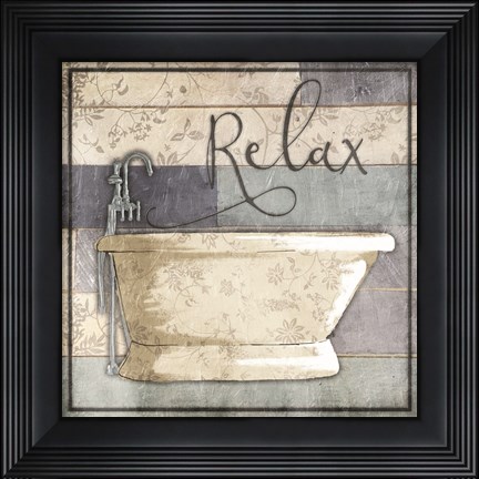 Framed Relaxing Wooden Bath Print