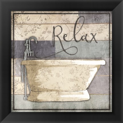 Framed Relaxing Wooden Bath Print