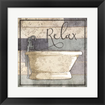 Framed Relaxing Wooden Bath Print