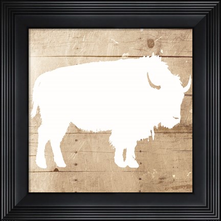 Framed White On Wood Buffalo Mate Print
