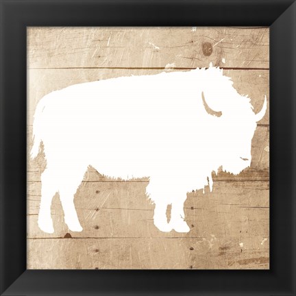 Framed White On Wood Buffalo Mate Print