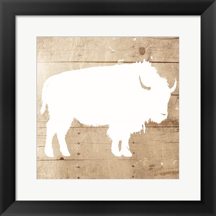 Framed White On Wood Buffalo Mate Print