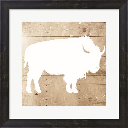 Framed White On Wood Buffalo Mate Print