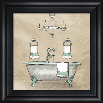 Framed Teal Calm Bath Print