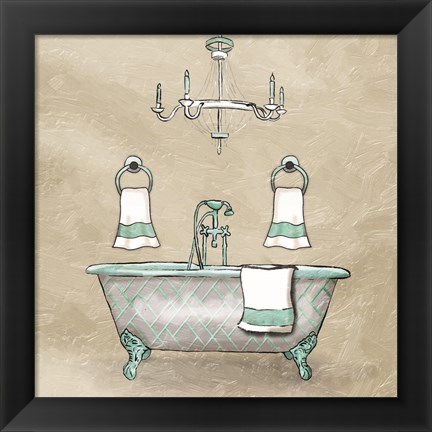 Framed Teal Calm Bath Print