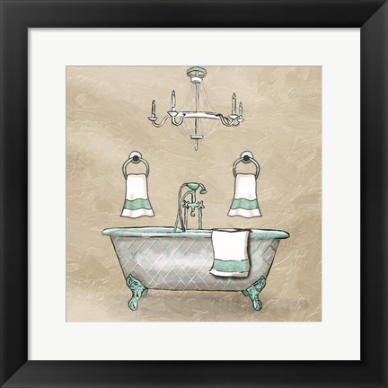 Framed Teal Calm Bath Print