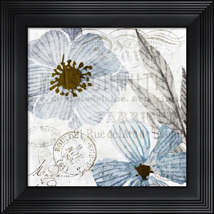 Framed Soft Floral Blue 2 Print