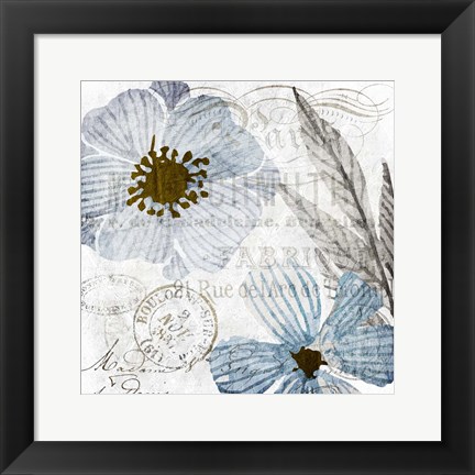 Framed Soft Floral Blue 2 Print