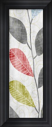 Framed Gray Red Blue Green Leaves Print