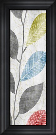 Framed Gray Red Blue Green Leaves  Mate Print