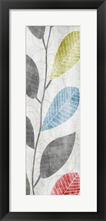 Framed Gray Red Blue Green Leaves  Mate Print