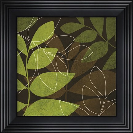 Framed Green Brown Leaves Print