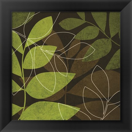 Framed Green Brown Leaves Print