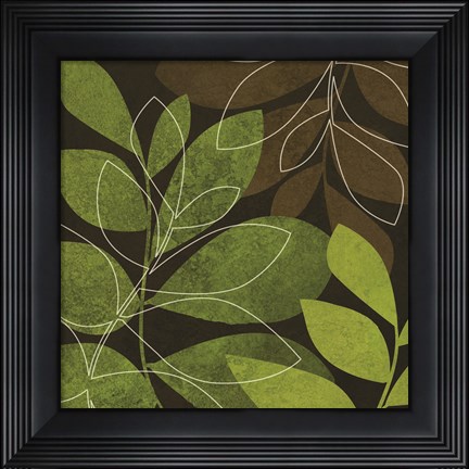 Framed Green Brown Leaves 2 Print