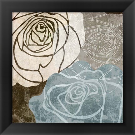 Framed Beige Rose Print