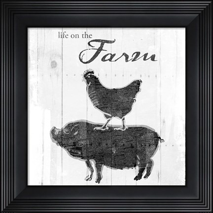 Framed Farm To Chicken Pig Grey Print