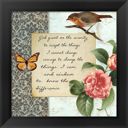 Framed Vintage Serenity Prayer Print