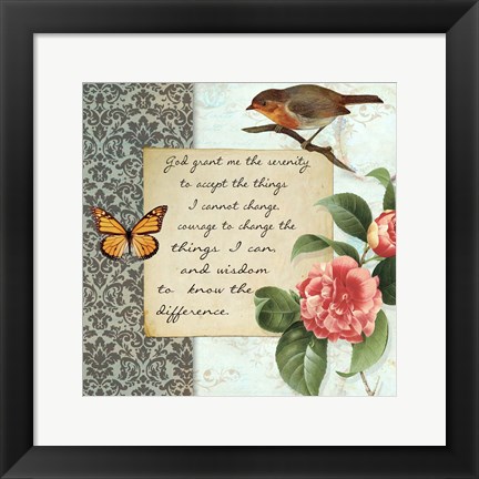 Framed Vintage Serenity Prayer Print