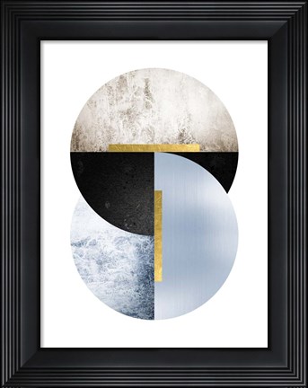 Framed Blue Beige Black Geo Print