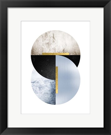 Framed Blue Beige Black Geo Print