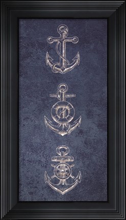 Framed Anchor Coastal Blues 1 Print