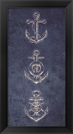 Framed Anchor Coastal Blues 1 Print