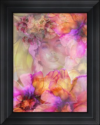 Framed Girl In Flowers Print