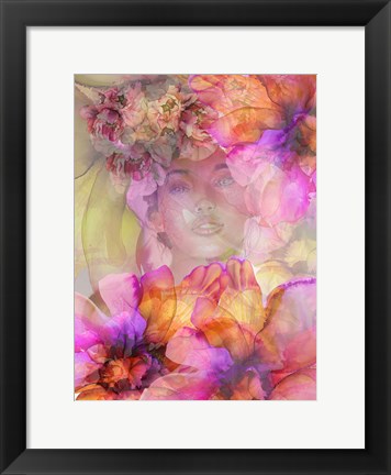 Framed Girl In Flowers Print