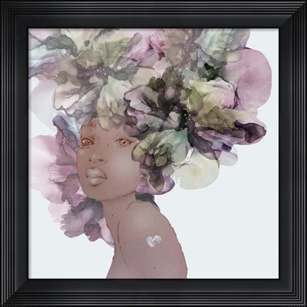 Framed Flower Girl With Heart 1 Print