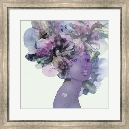 Framed Flower Girl With Heart 1 V3 Print