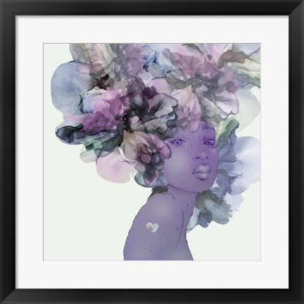 Framed Flower Girl With Heart 1 V3 Print