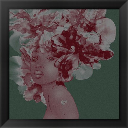 Framed Flower Girl With Heart 1 V2 Print