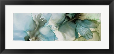 Framed Sage And Teal Florals 1 Print