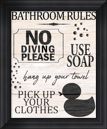 Framed Bath Rules 1 Print