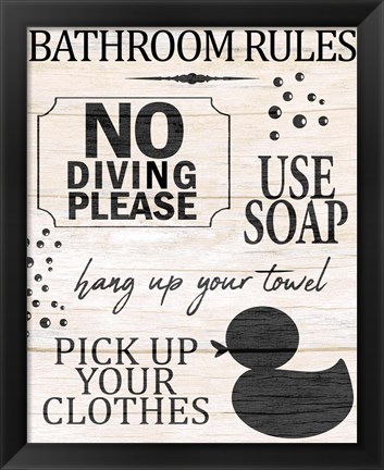 Framed Bath Rules 1 Print