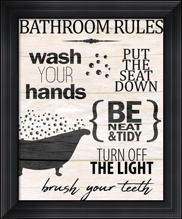 Framed Bath Rules 2 Print