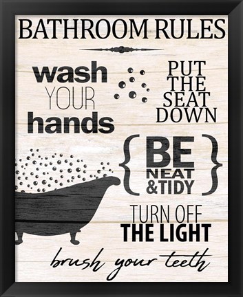 Framed Bath Rules 2 Print