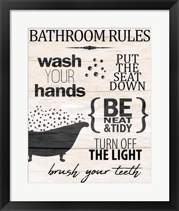 Framed Bath Rules 2 Print