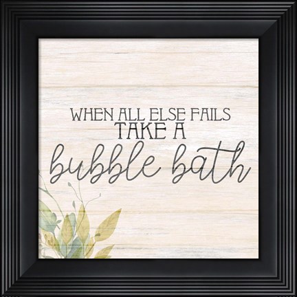 Framed Soft Greens Bath 2 Print