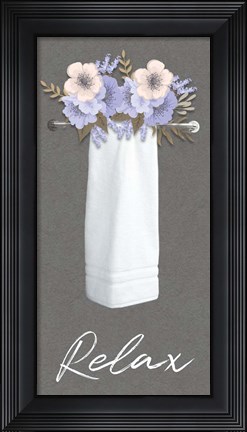 Framed Relax Floral Towel 2 Print