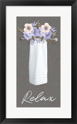 Framed Relax Floral Towel 2 Print