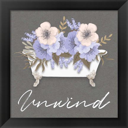 Framed Unwind Floral Bath 2 Print