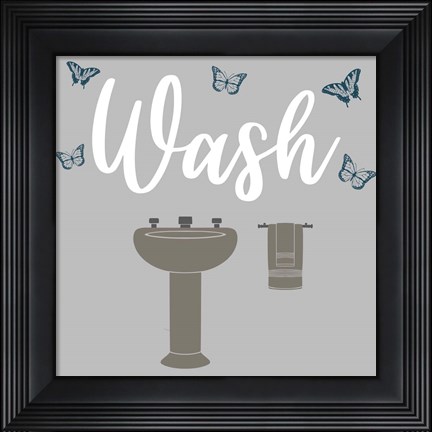 Framed Butterfly Bath 2 Print