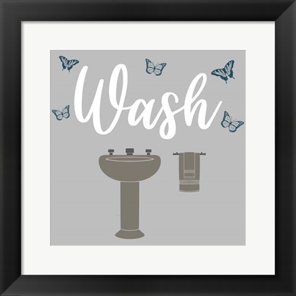 Framed Butterfly Bath 2 Print