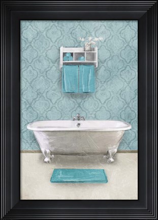 Framed Vintage Teal Bath Print