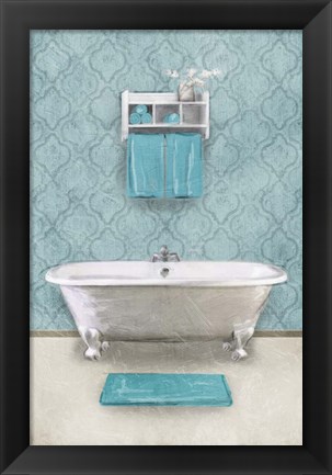 Framed Vintage Teal Bath Print