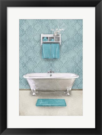 Framed Vintage Teal Bath Print